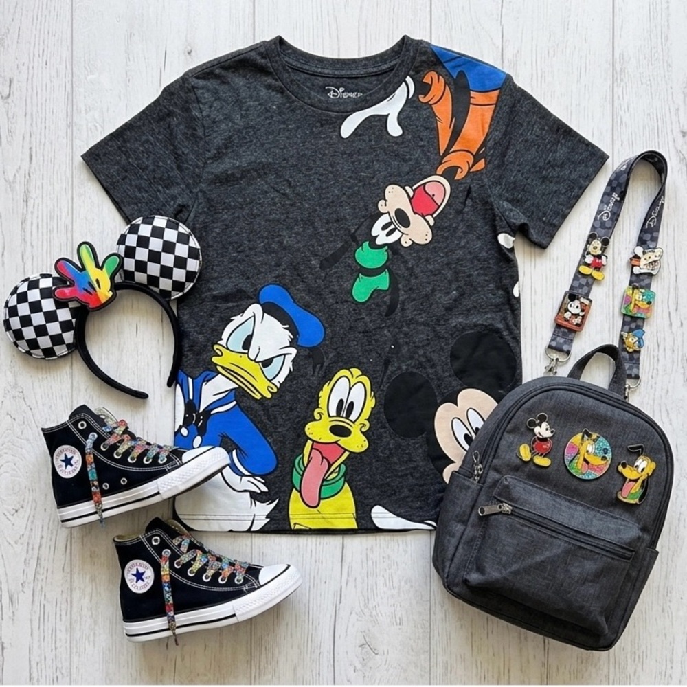 Disney Mickey & Friends Pop Art Graphic Tee Boys Size 8 Charcoal Heather Shirt